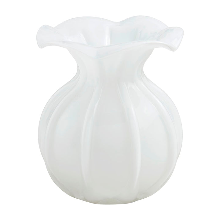 OPAQUE RUFFLED GLASS VASE