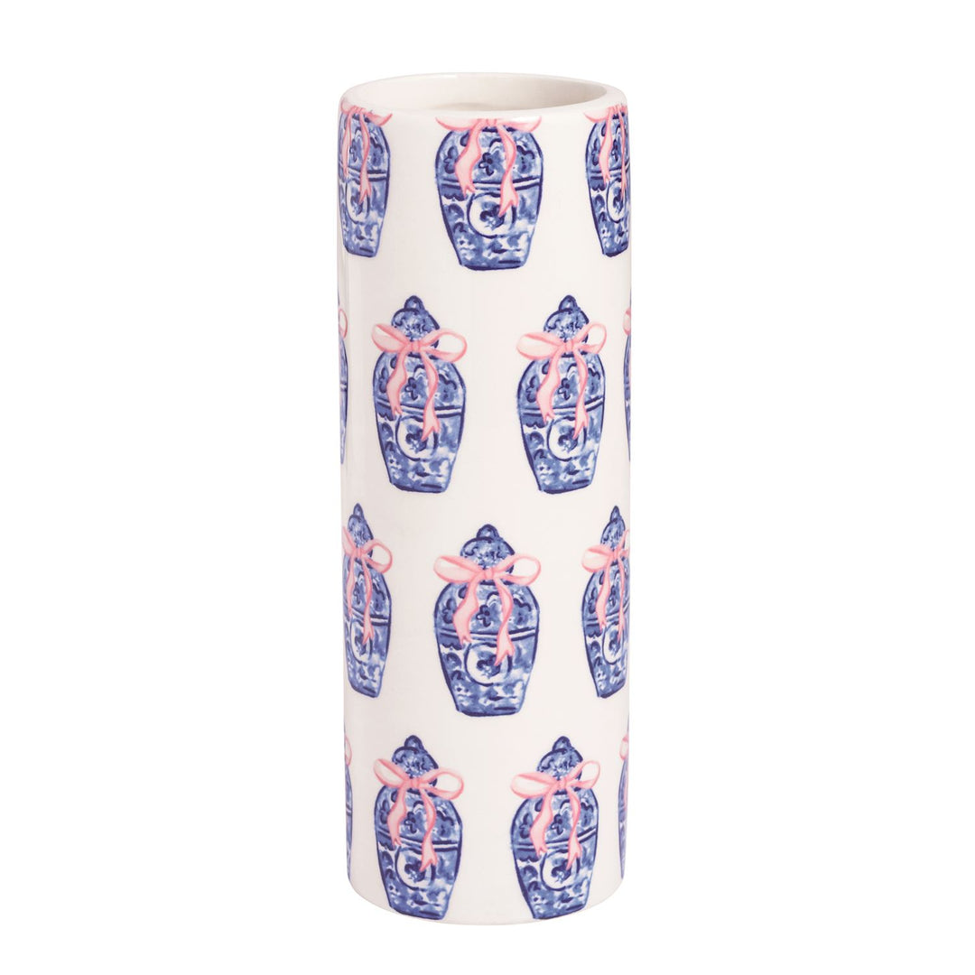 CHINOISERIE GINGER JAR PATTERN STEM VASE