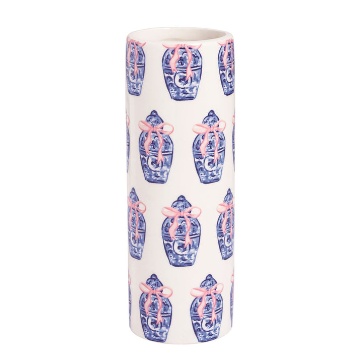 CHINOISERIE GINGER JAR PATTERN STEM VASE