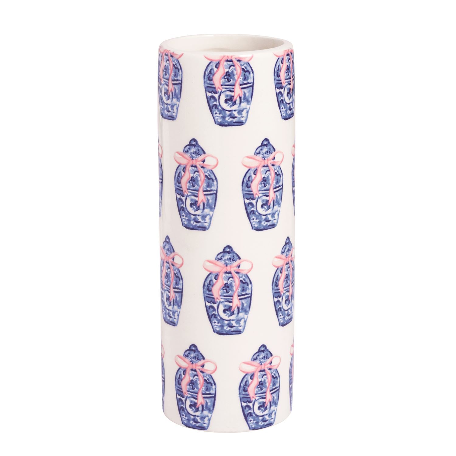 CHINOISERIE GINGER JAR PATTERN STEM VASE