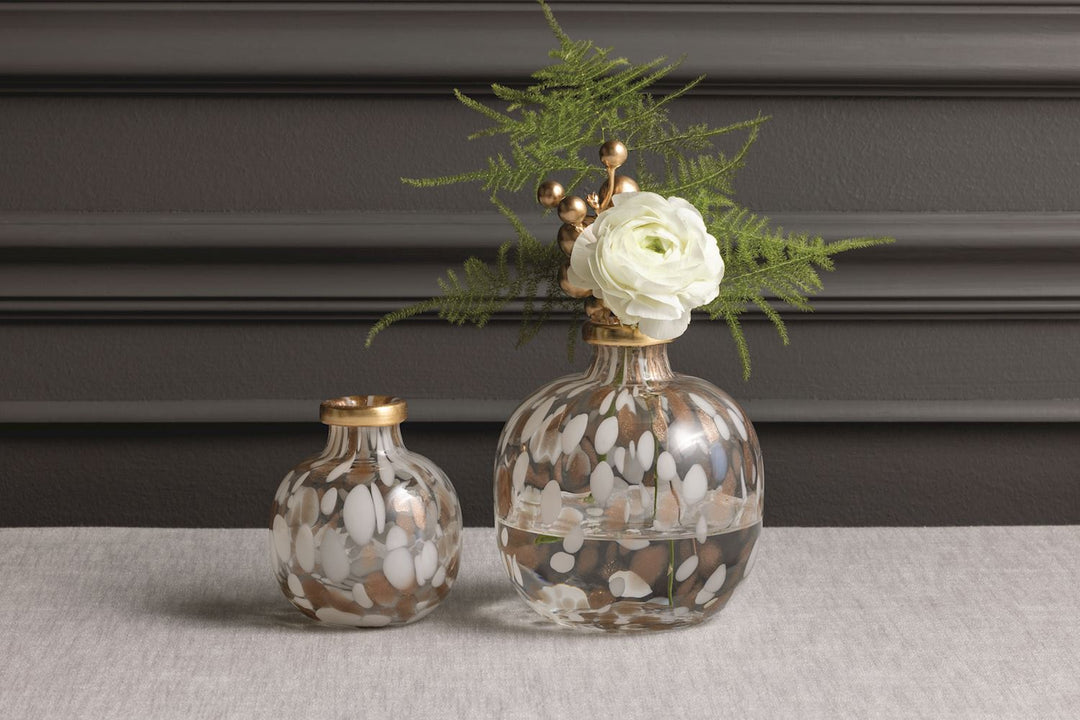 SMALL WHITE & GOLD TORTOISE VASE