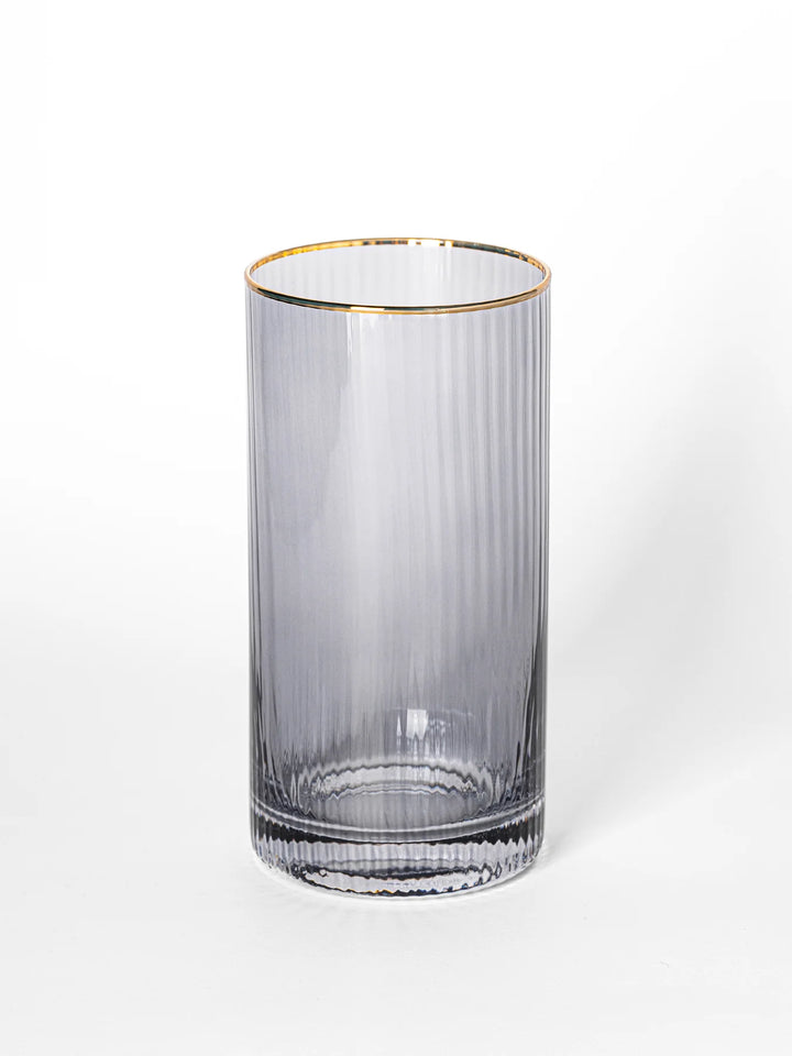 BOWERS/HODGES: RIBBED SMOKE WATER GLASS