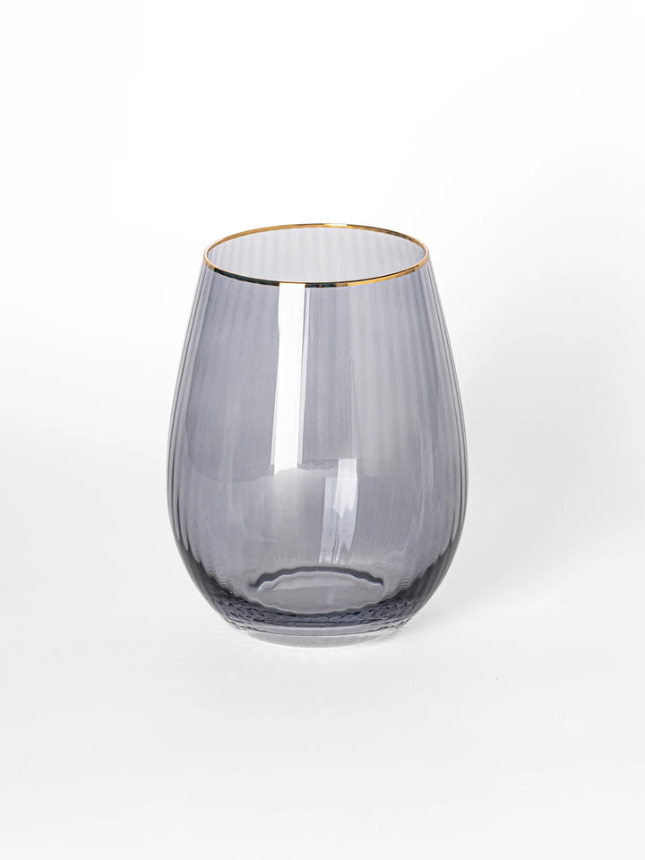 RIBBED SMOKE STEMLESS WINE GLASS