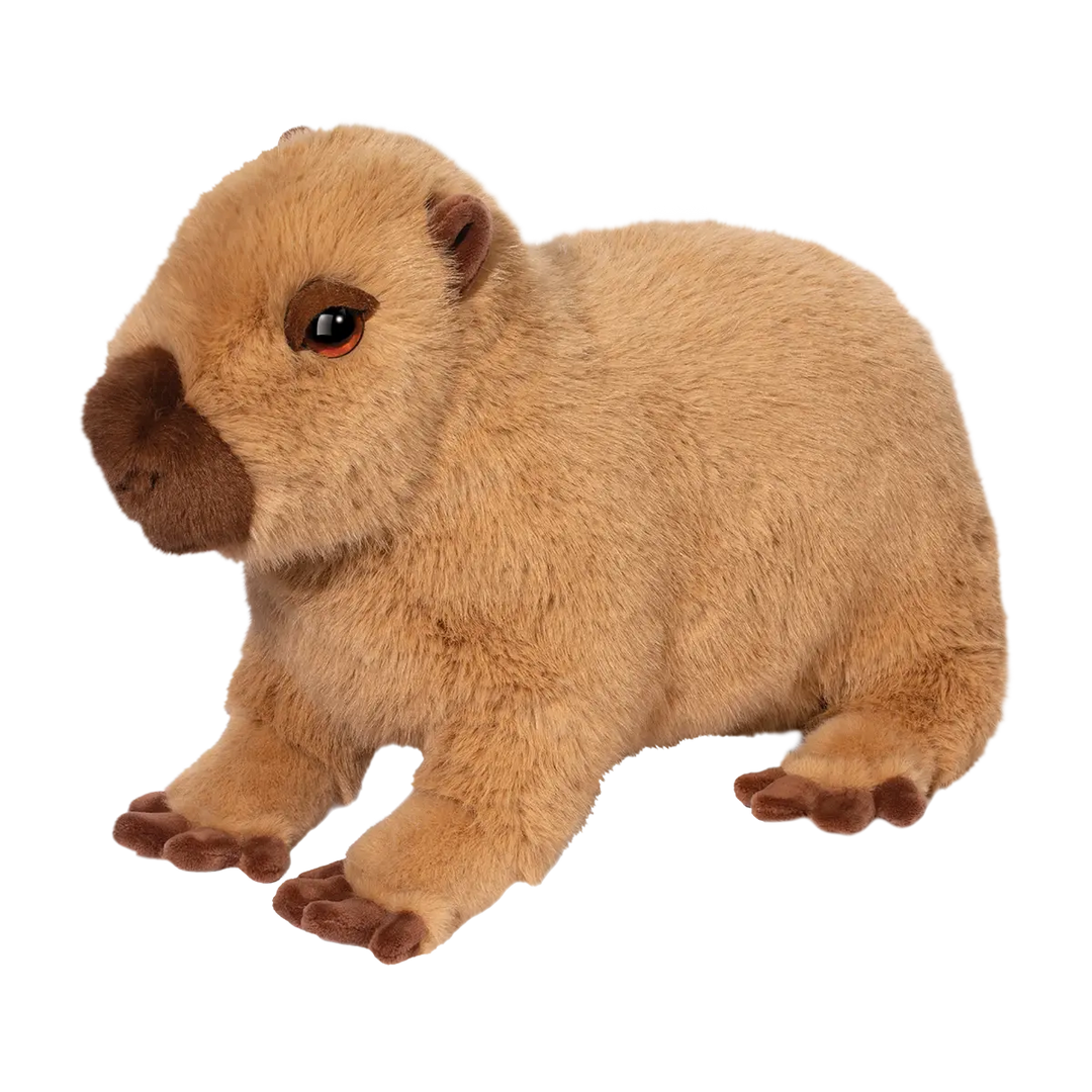 Capybara plush toy with soft tan fur, embroidered facial features, and a realistic standing pose | Walker Boutique