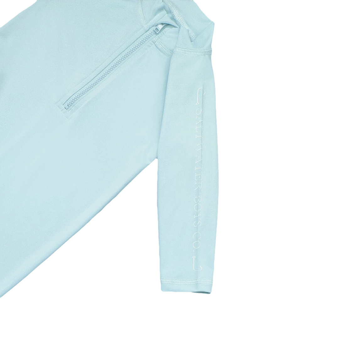 Light blue baby onesie on a white background