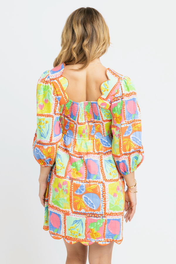 KARLIE: LIME FRUIT GAUZE SCALLOP DRESS