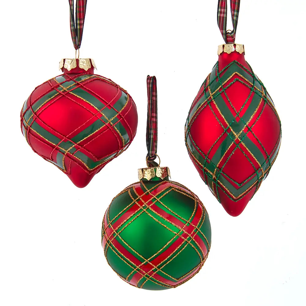RED & GREEN PLAID ORNAMENT