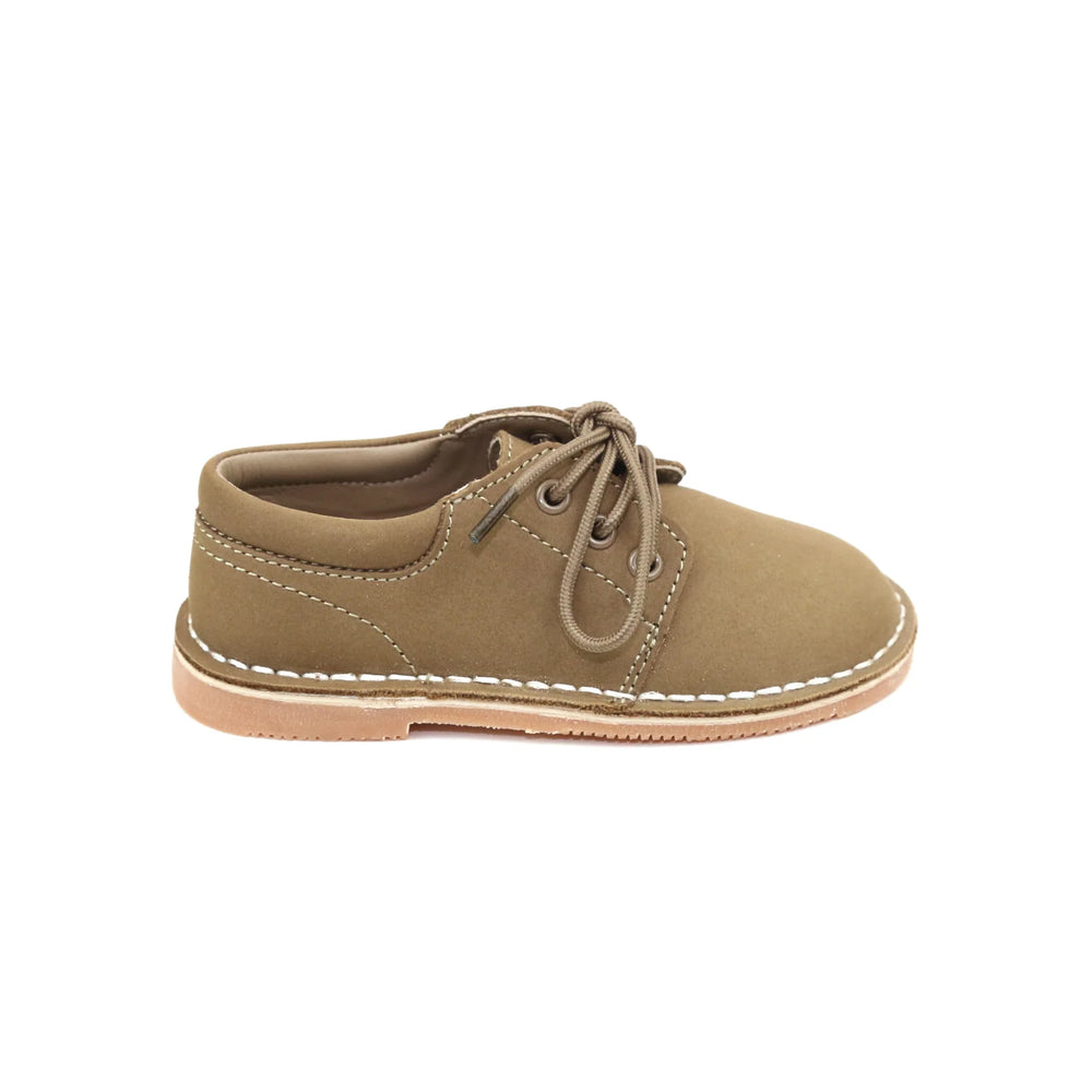 Khaki Tyler Leather Lace Up Shoe - Toddler Boys Khaki Dress Shoe - Walker Boutique