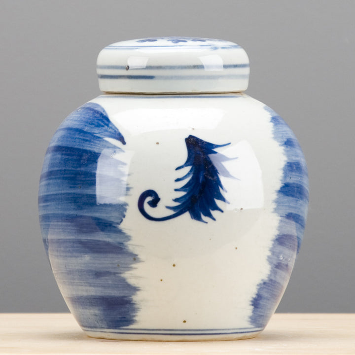 FLOWER BLUE & WHITE BULB JAR