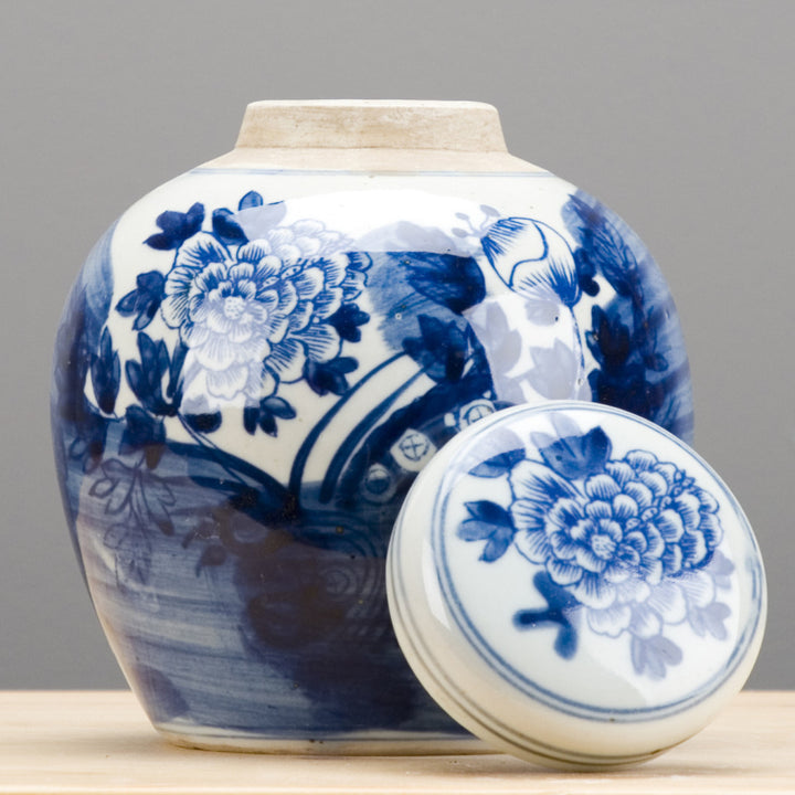 FLOWER BLUE & WHITE BULB JAR