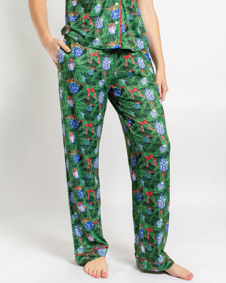 SPRUCE IT UP SHORT SLEEVE BUTTON UP & PANTS PAJAMAS SET