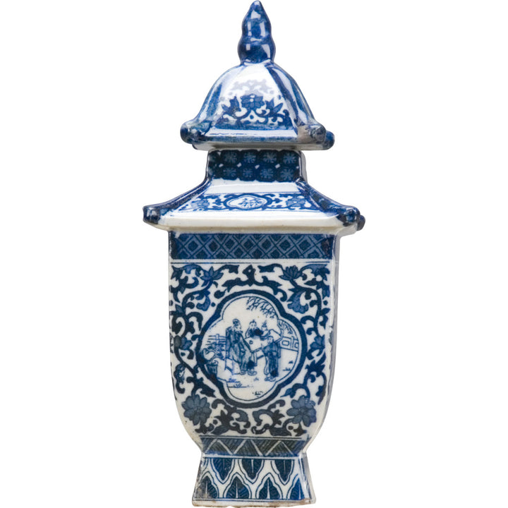 BLUE & WHITE COURTYARD SCENE  PETITE PAGODA BOX