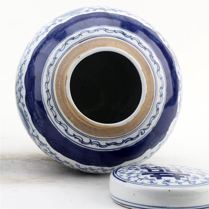 DOUBLE HAPPINESS BLUE & WHITE BULB JAR