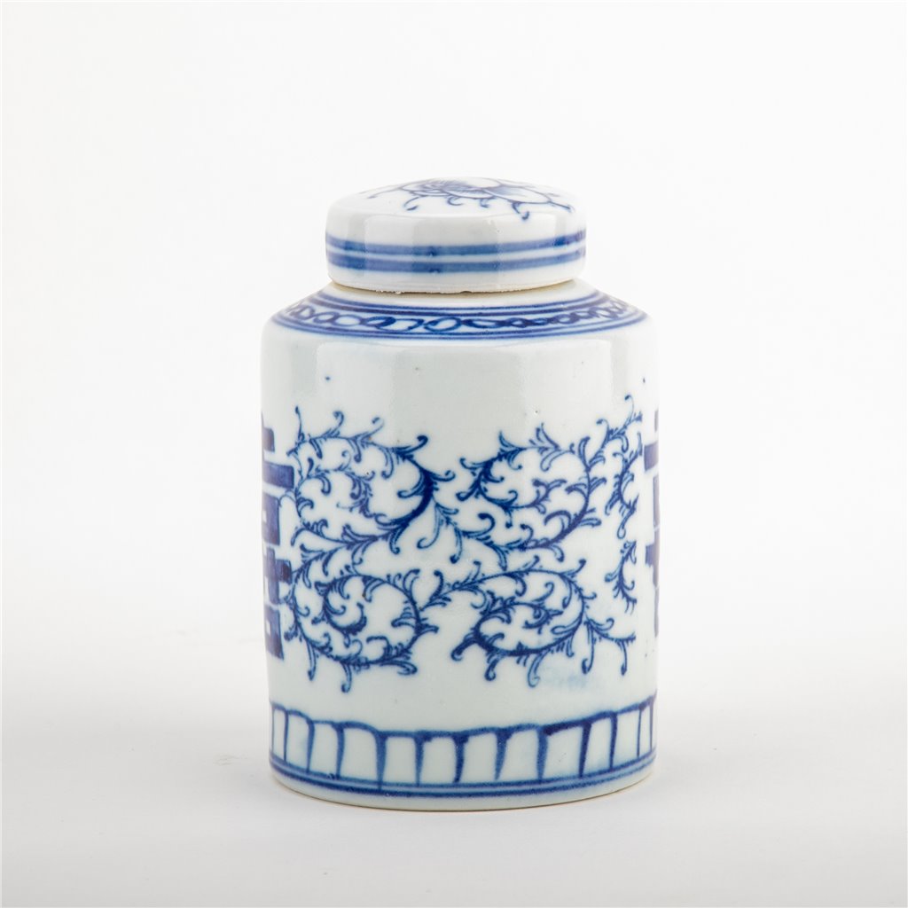 DOUBLE HAPPINESS SMALL CYLINDER LIDDED JAR