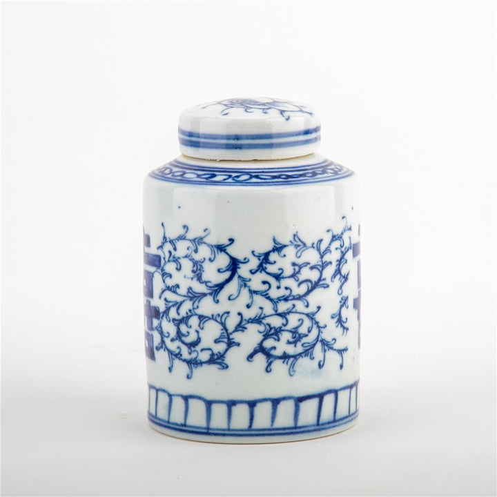 DOUBLE HAPPINESS SMALL CYLINDER LIDDED JAR