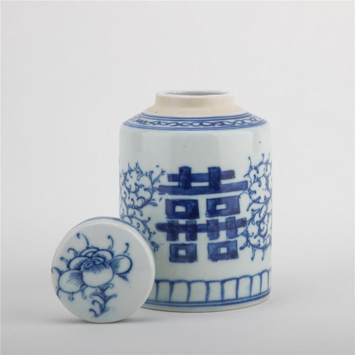 DOUBLE HAPPINESS SMALL CYLINDER LIDDED JAR