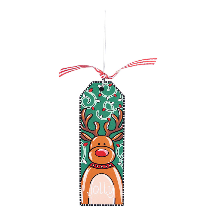 Decorative bookmark with a reindeer design on a white background