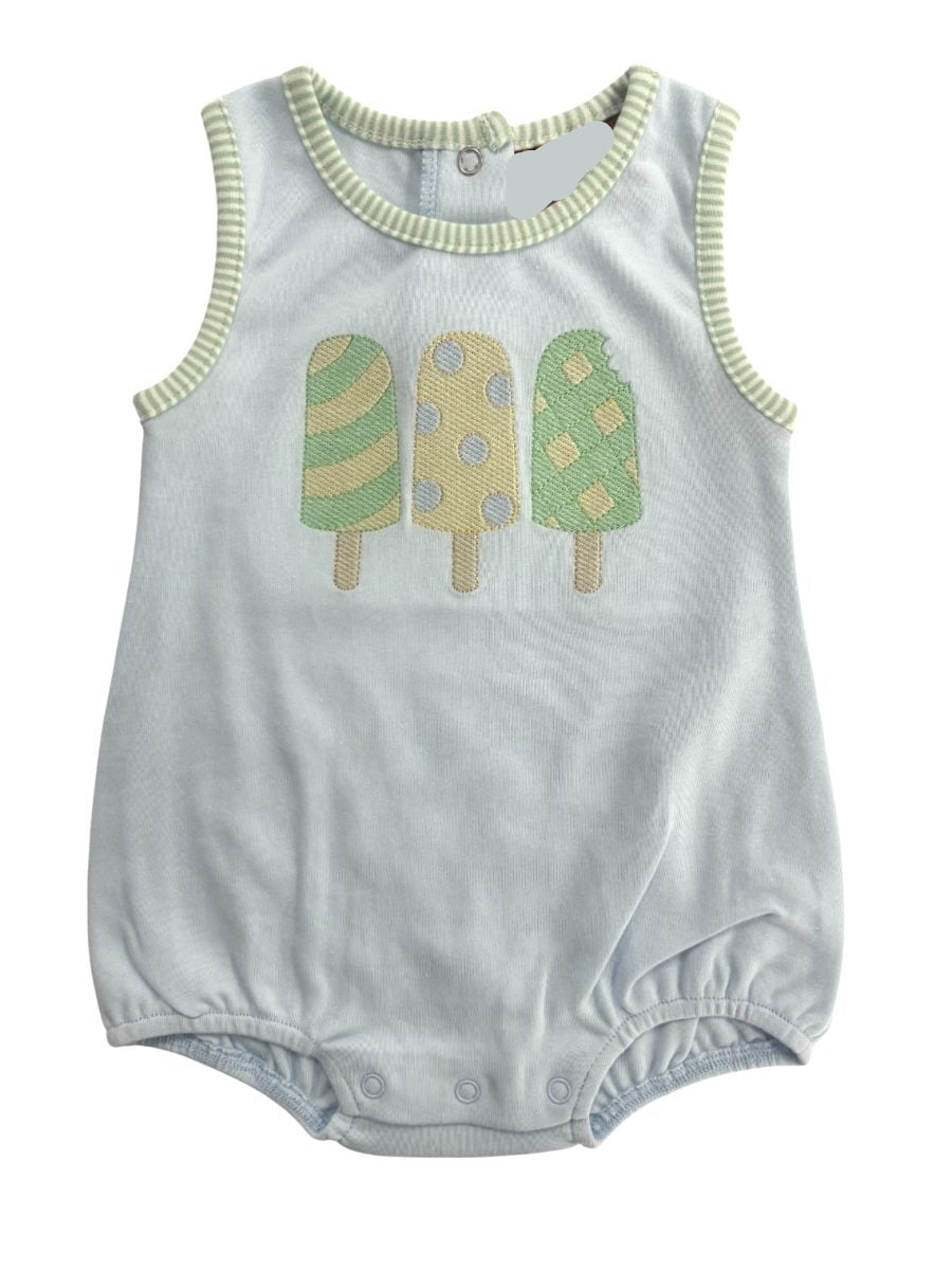 LIGHT BLUE BOYS BUBBLE WITH POPSICLE APPLIQUE
