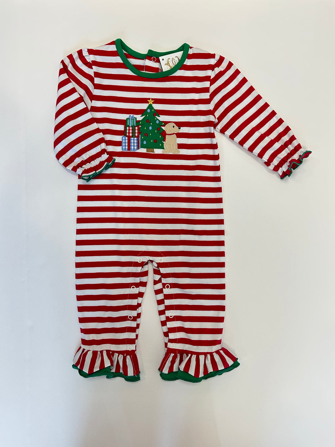 Christmas Morning Girls Red Striped Romper – Festive Holiday Outfit for Toddlers and Little Girls | Walker Boutique