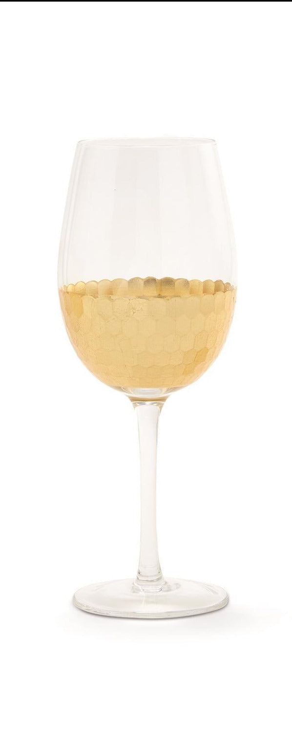 POTTER/WOOLARD: GOLD FACETED WINE GLASS