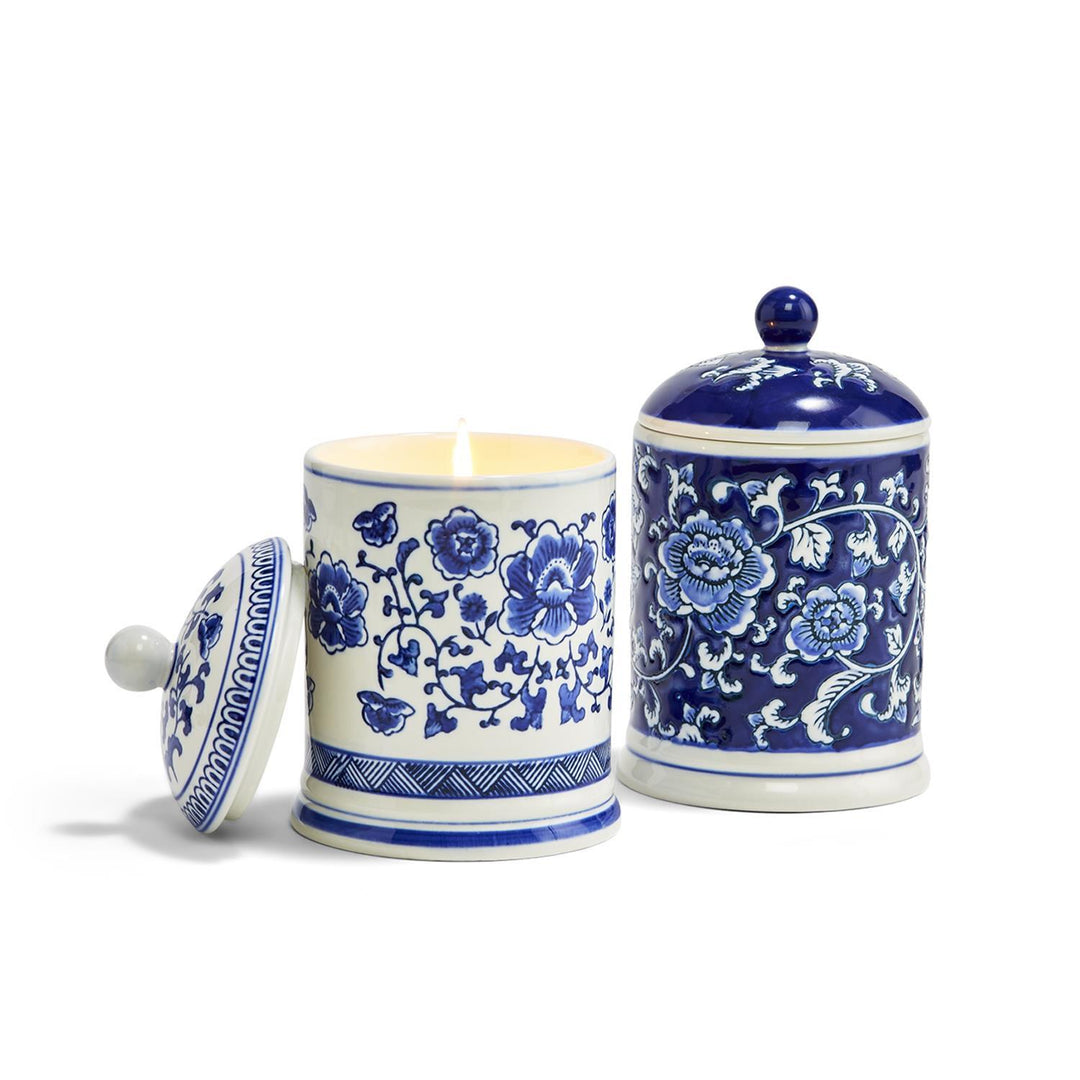 BLUE & WHITE CANTON LIDDED CANDLE