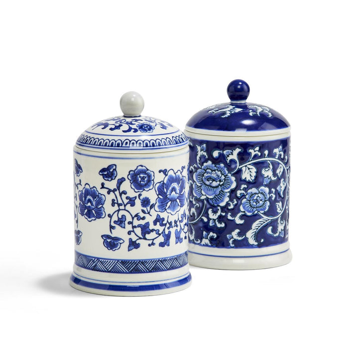 BLUE & WHITE CANTON LIDDED CANDLE