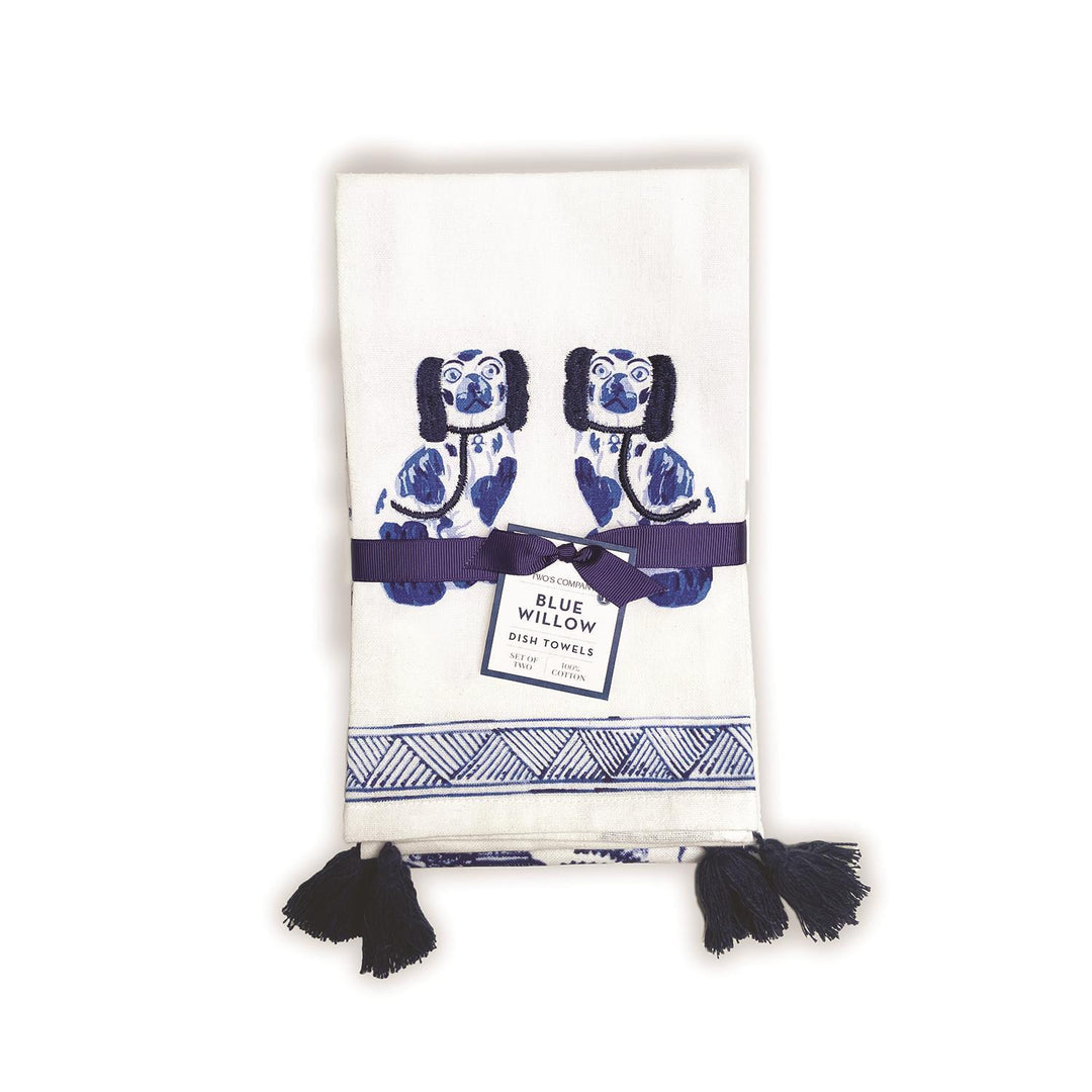 CHINOISERIE DISH TOWELS WITH TASSELS SET