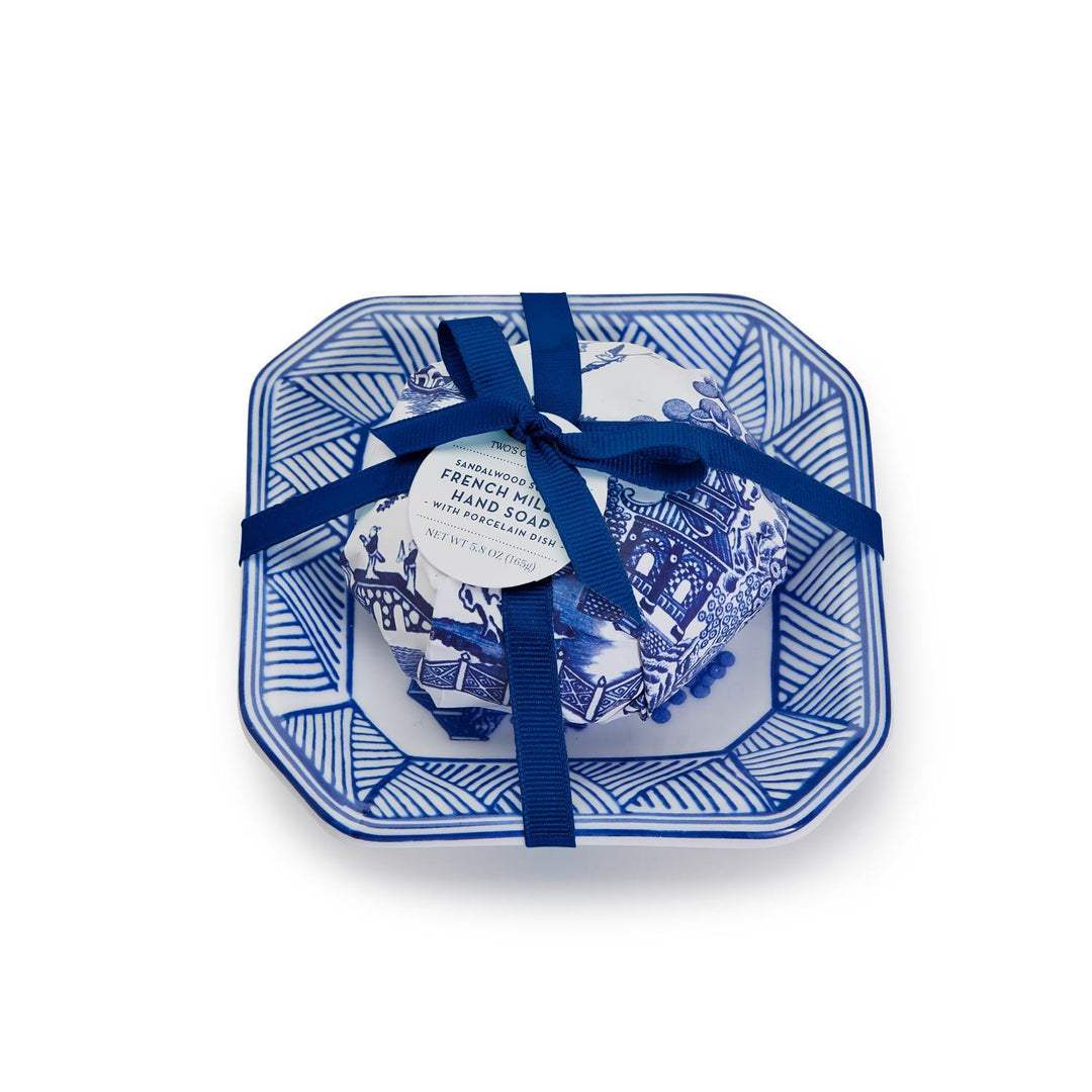 BLUE WILLOW SOAP & TRAY SET