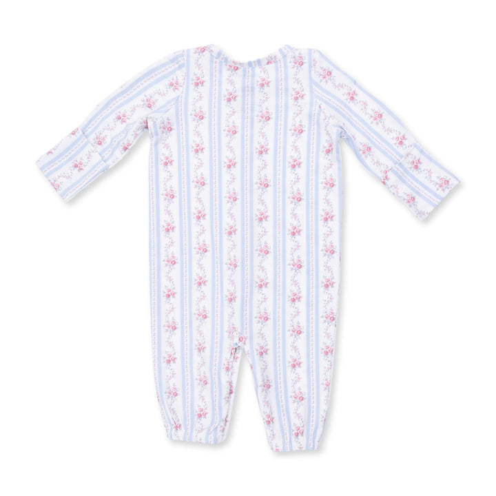 Angel Dear Anna Floral Stripe Convertible Gown and Knot Headband alternate view of the baby gown showing the anna floral stripe and knot design and coordinating trim