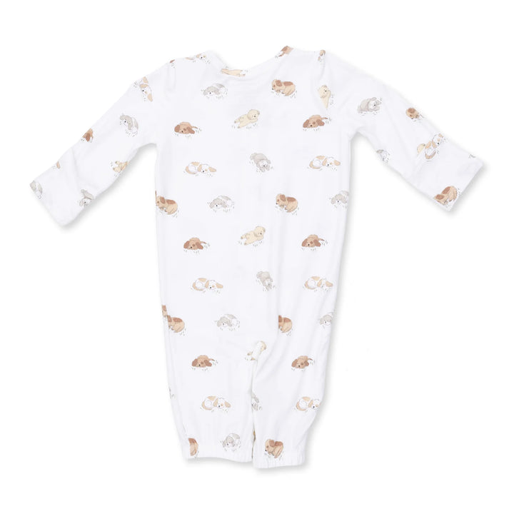 Angel Dear Puppy Snuggle Club Convertible Gown and Beanie Hat alternate view of the baby gown showing the puppy snuggle club and design and coordinating trim