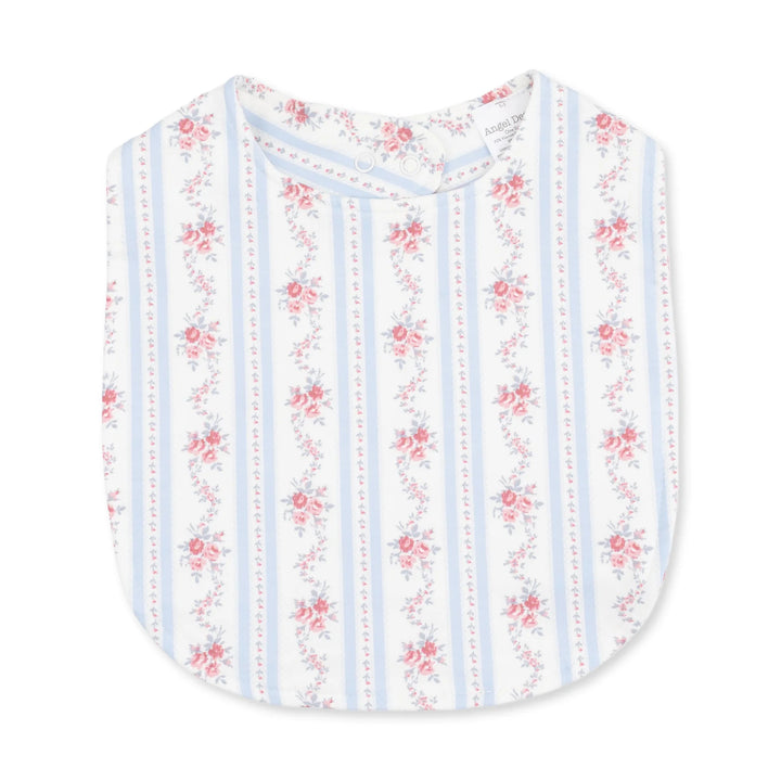 Angel Dear Anna Floral Stripe Feeding Bib front product view highlighting the anna floral stripe design