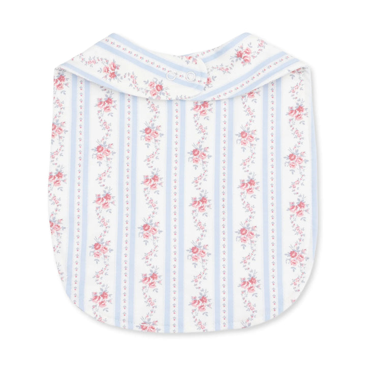 Angel Dear Anna Floral Stripe Feeding Bib alternate view showing the shape, trim, and anna floral stripe design