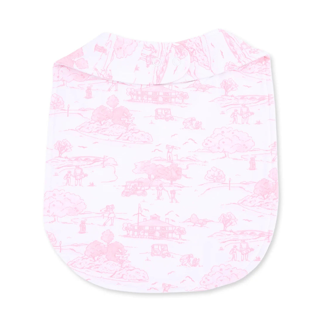 GOLF TOILE PINK FEEDING BIB