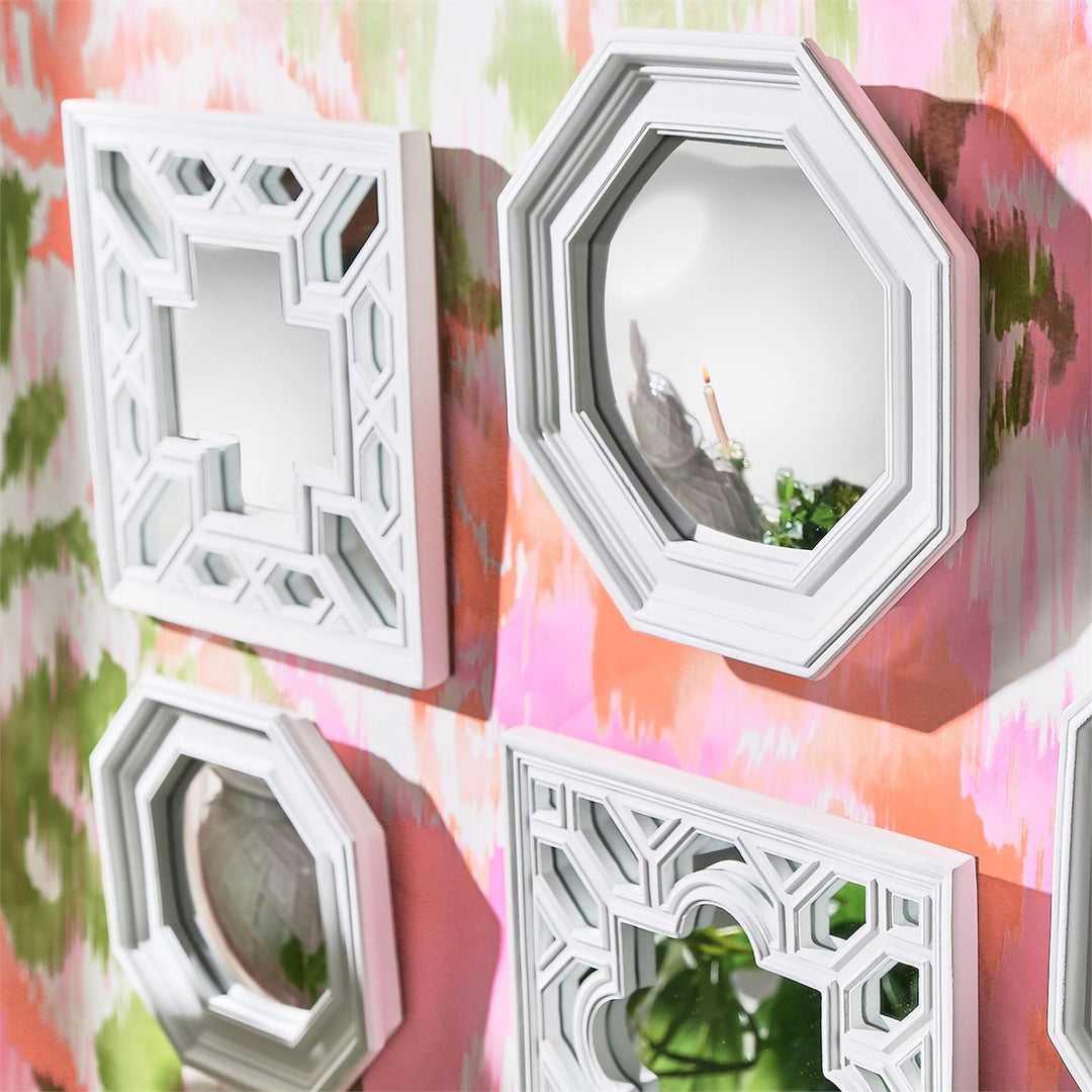 WHITE GEOMETRIC DESIGN MIRROR