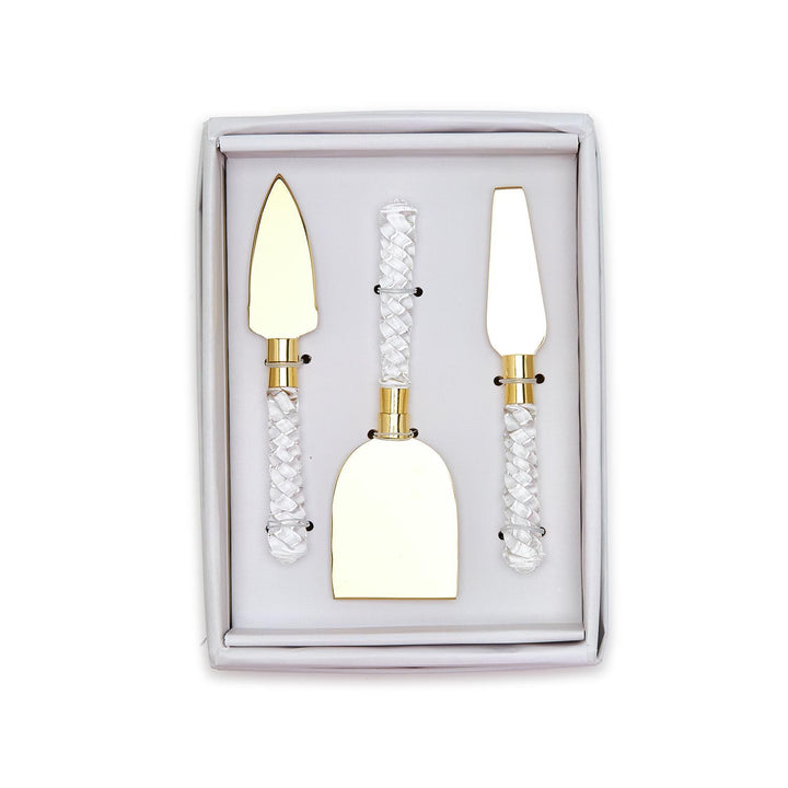 CLEAR SET OF 3 CHEESE KNIVES IN GIFT BOX