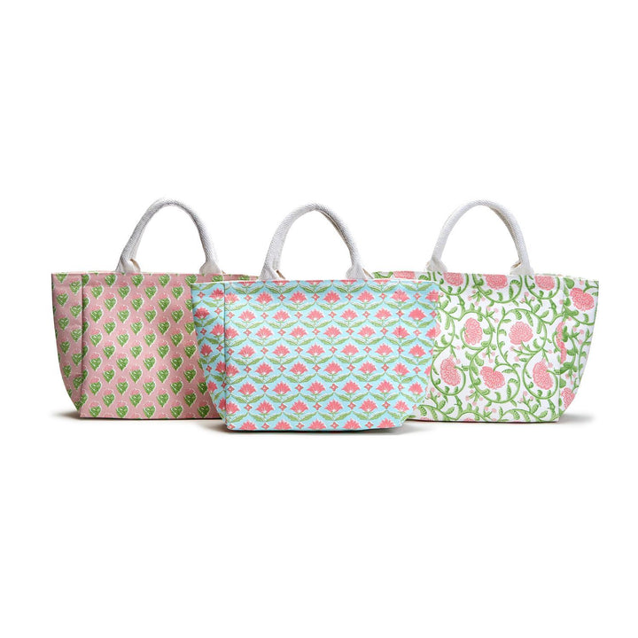 FLORAL PRINT LUNCH TOTE BAG