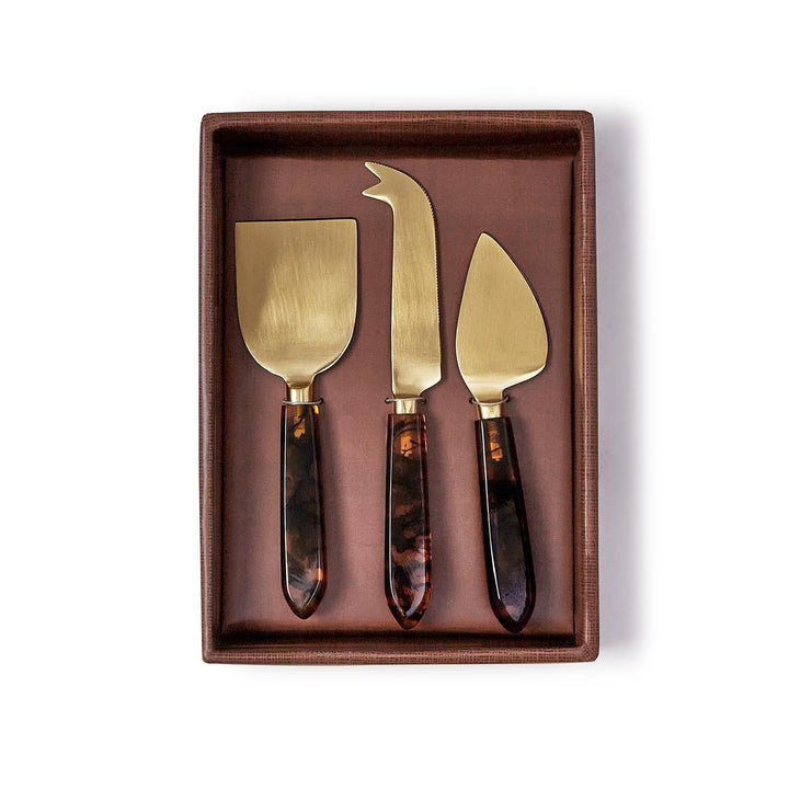 TORTOISE SWIRL CHEESE KNIVES SET