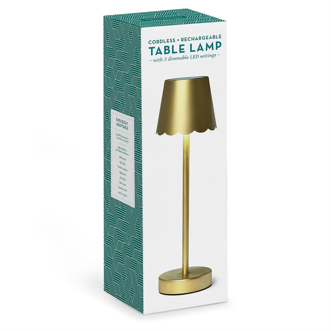 LED CORDLESS TABLE LAMP SCALLOPED EDGE SHADE IN GIFT BOX