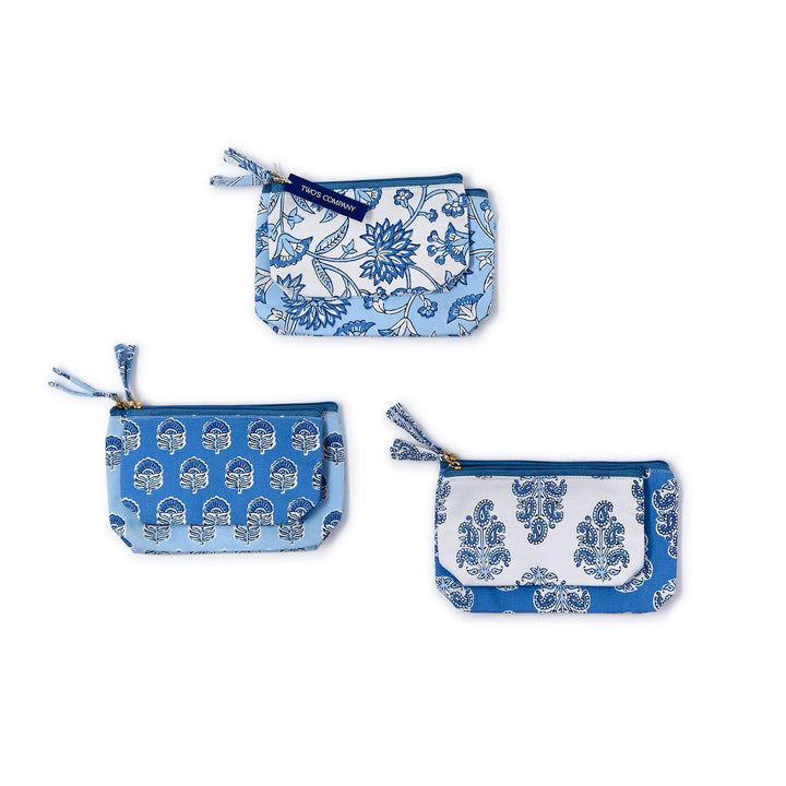BLUE BLOCK PRINT MULTIPURPOSE POUCH SET
