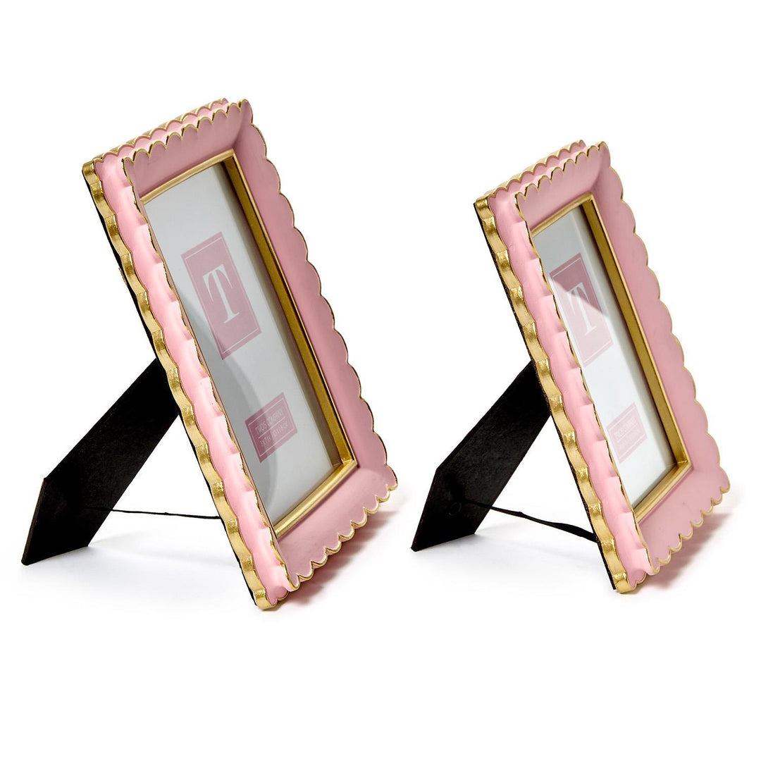 PINK WITH GOLD TRIM SCALLOPED PICTURE FRAME