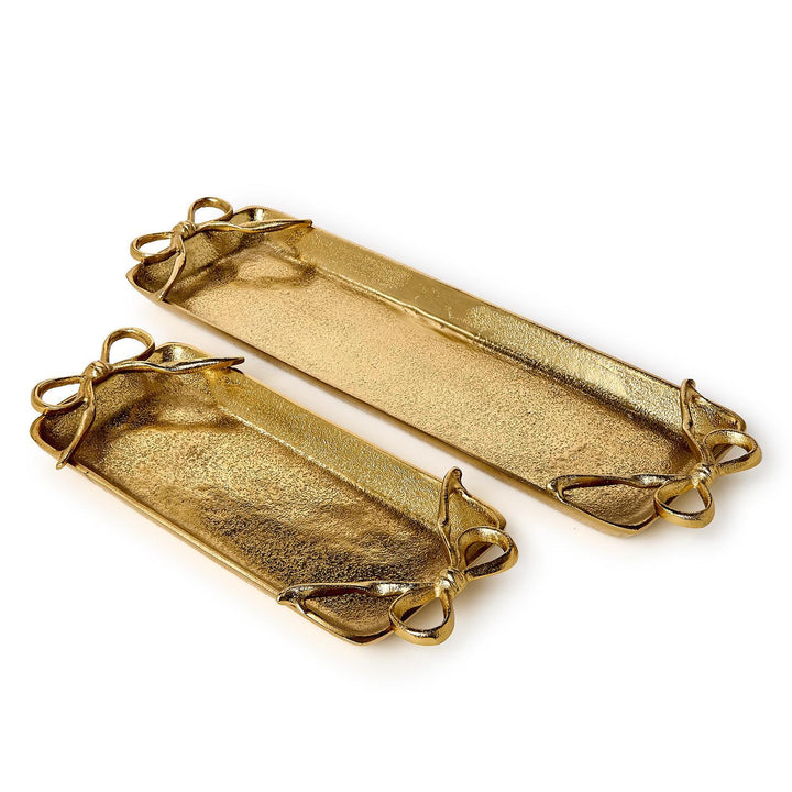 GOLD BOWS HANDLED TRAY