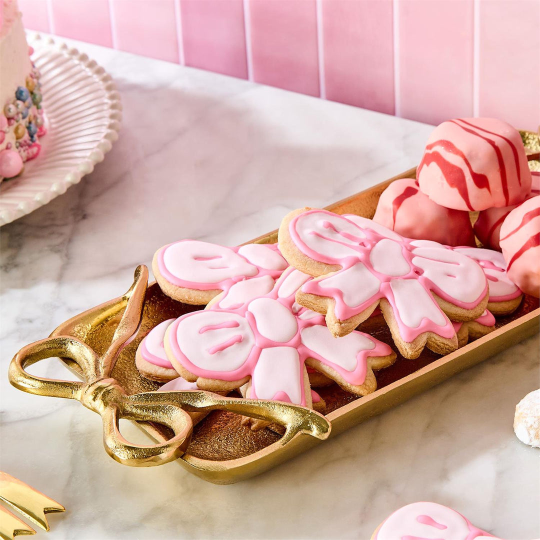 GOLD BOWS HANDLED TRAY