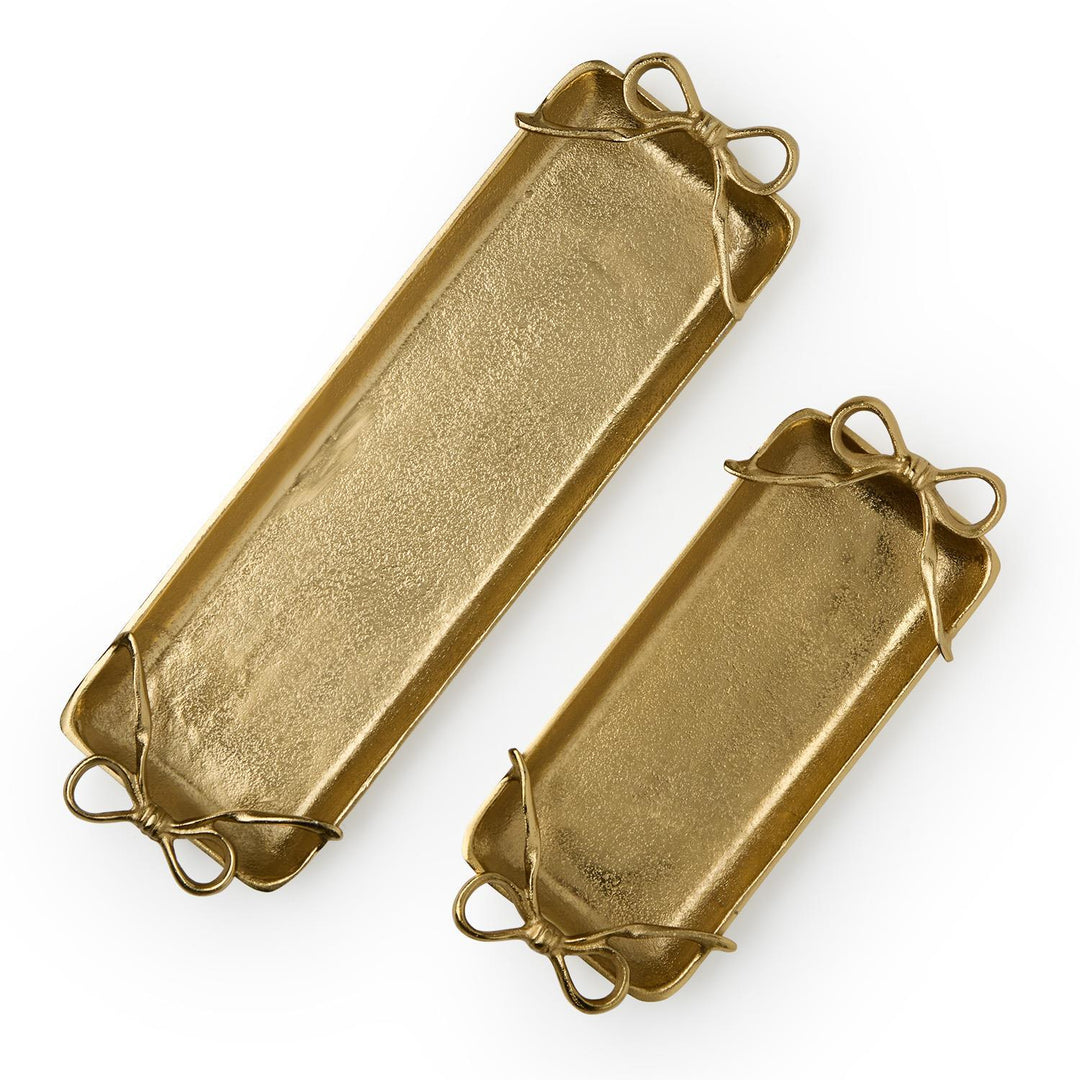 GOLD BOWS HANDLED TRAY