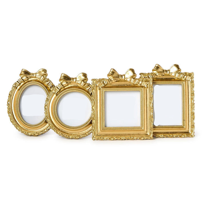 Vintage Gold Mini Photo Frame with Accent Bow – Small Gold Bow Picture Frame for Keepsake Photos | Walker Boutique