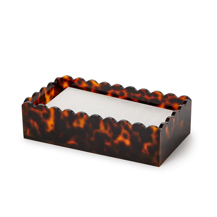 Tortoiseshell-patterned card holder on a white background