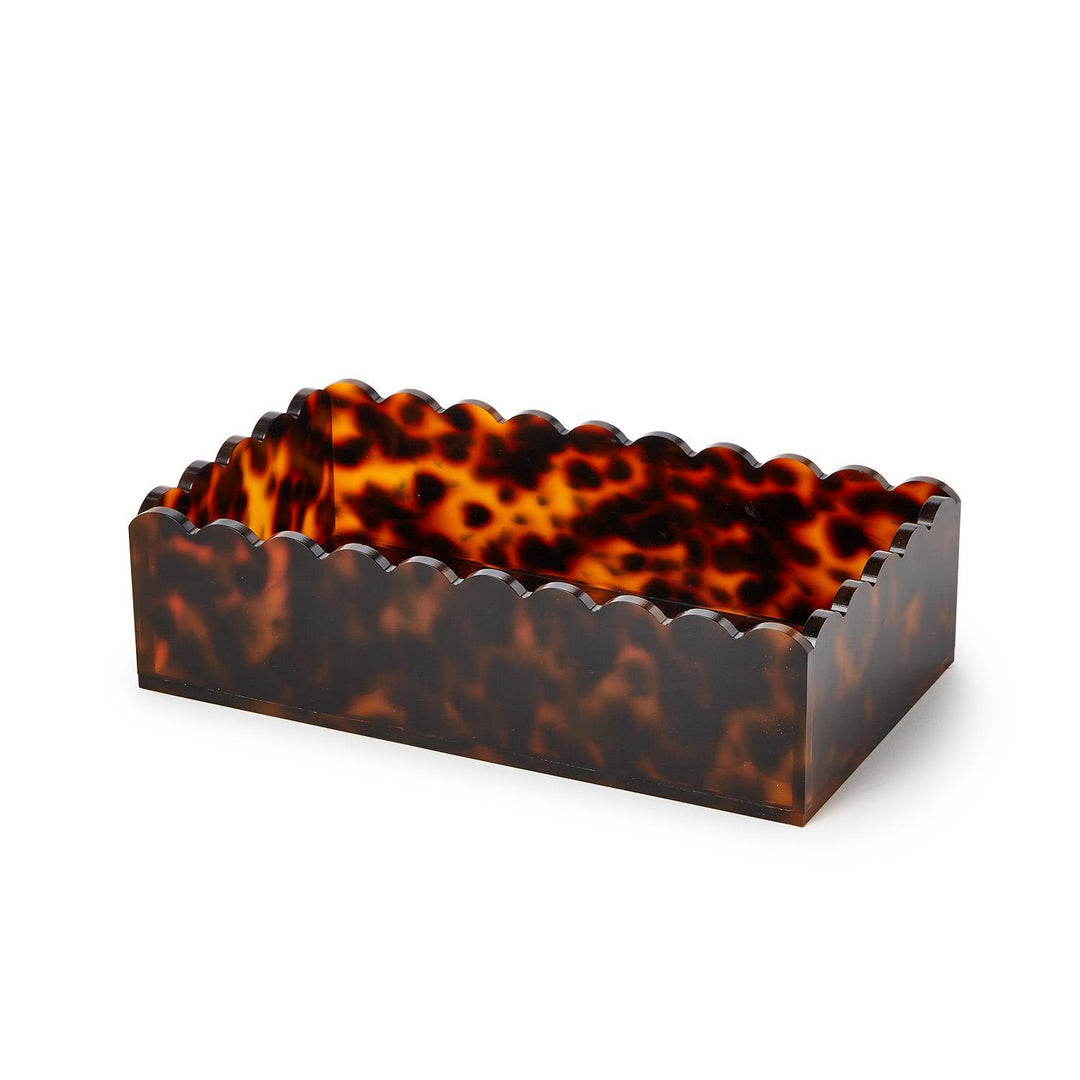 Tortoiseshell patterned rectangular dish on a white background