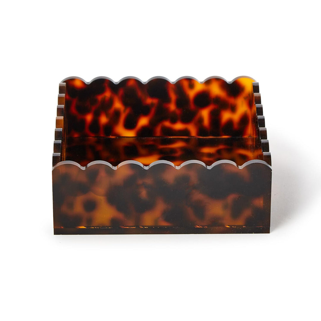 Tortoiseshell patterned desk organizer on a white background