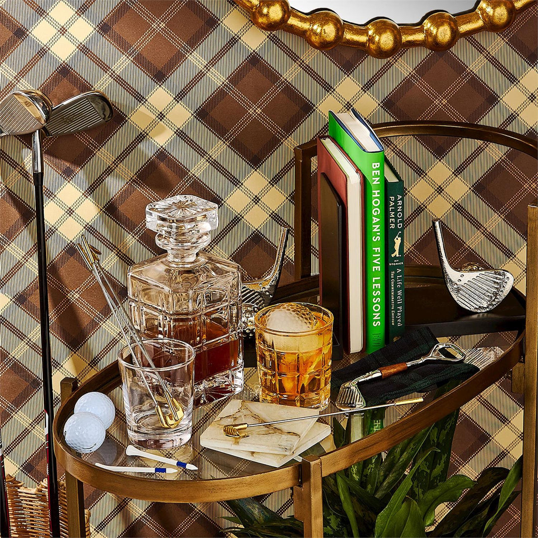 GOLF BOOKENDS SET WITH NICKEL FINISH