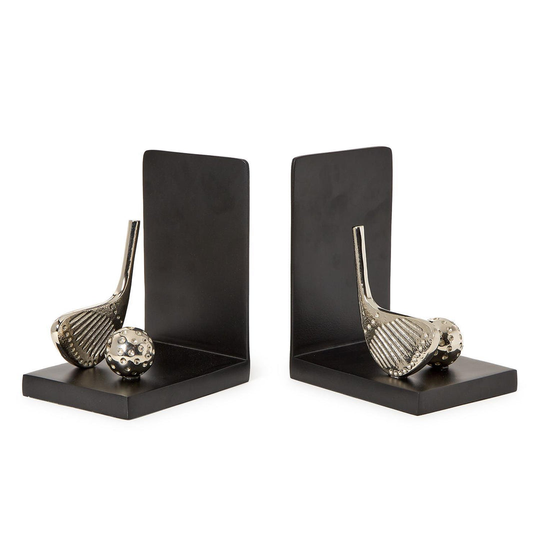 GOLF BOOKENDS SET WITH NICKEL FINISH