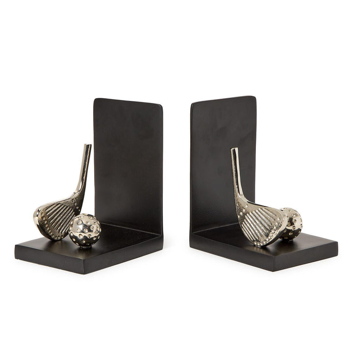 GOLF BOOKENDS SET WITH NICKEL FINISH